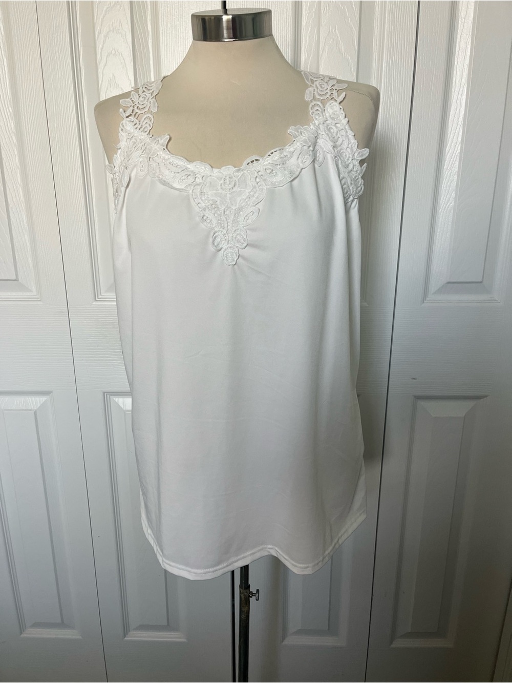 White Lace Trim Camisole Tank Top
